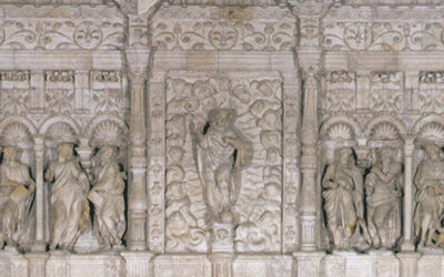 Los doce apóstoles en el retablo de la iglesia mayor del Real Monasterio de Santa Maria de Poblet