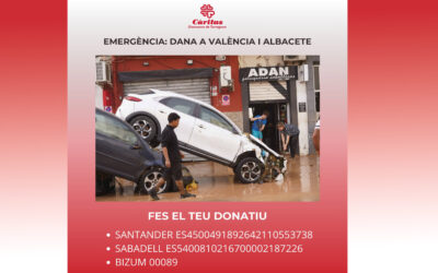 Càritas s’uneix a la campanya de solidaritat amb els afectats de les inundacions a València i Albacete
