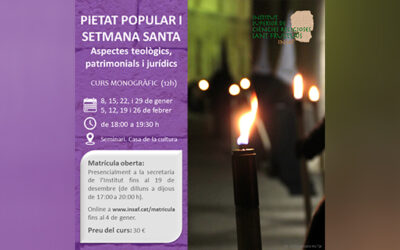 L’INSAF obre les inscripcions per a un curs monogràfic sobre pietat popular i Setmana Santa