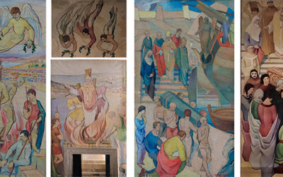 Dos bocetos de las pinturas de la capilla de San Fructuoso de la Catedral de Tarragona, de Hermini Sentís (1958)