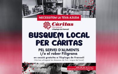 Càritas Parroquial de l’Espluga de Francolí busca un local per a la distribució de productes de primera necessitat i el rober Filigrana