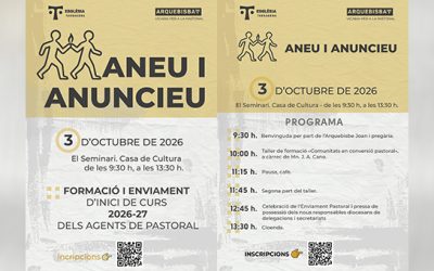 L’arxidiòcesi de Tarragona celebrarà la jornada d’enviament pastoral el dissabte dia 3 d’octubre
